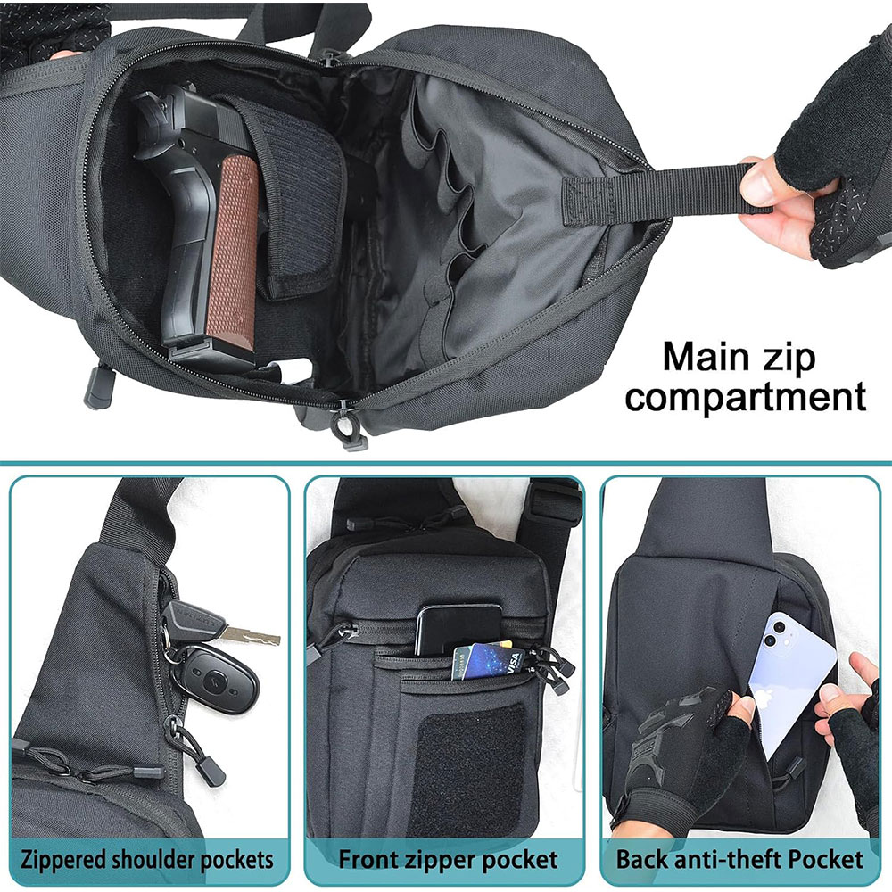 حقيبة مسدس تكتيكية للكتف والحم - مراجعة Edc Concealed Carry Sling Bag وسعره